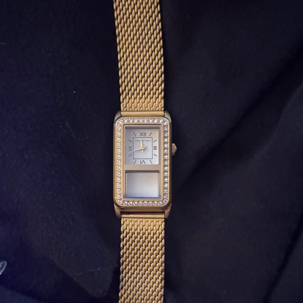 Origami Owl Gold Mesh Watch with Crystal Accents